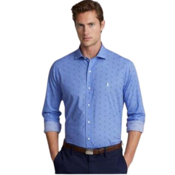 Polo Ralph Lauren Men's Friar blue Classic Fit Poplin Button Down Shirt Size L - Picture 1 of 12